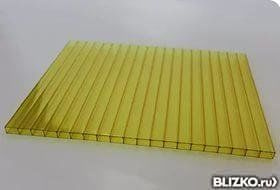 Поликарбонат сотовый 8 мм желтый 2,1х12м, трехстенка УФ-защита, 10 лет
