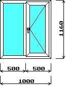 Окно для дачи Novotex 58 двухстворчатое 1000х1160 мм.