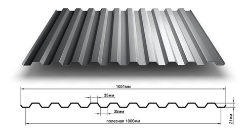Профнастил С21 толщина 0,55 мм