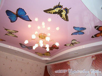 Натяжной потолок с фотопечатью Бабочки