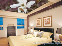 Натяжной потолок с фотопечатью Орхидея в спальню