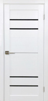 Дверь межкомнатная Вега, цвет белый бланко с черным стеклом