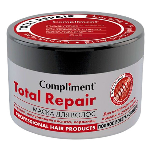 Маска для волос Total Repair с кератином Полное восстановление, 500 мл, Compliment COMPLIMENT