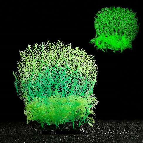 Растение искусственное аквариумное, светящееся, 23 см, зеленое Пижон Аква