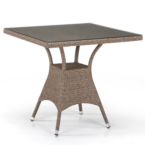 Плетеный стол T197BT-W56-80x80 Light brown Стол из иск. ротанга T197BT-W56-80x80 Light brown