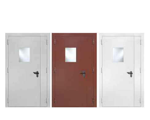 Дверь техническая двупольная остекленная ДТМО-02 (армир. стекло 300х400 мм)