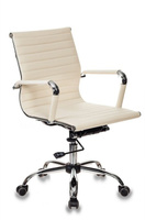 Кресло Бюрократ CH-883-LOW/IVORY (Office chair CH-883-LOW ivory eco.leather low back cross metal хром)