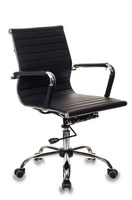 Кресло Бюрократ CH-883-LOW/BLACK (Office chair CH-883-LOW black eco.leather low back cross metal хром)
