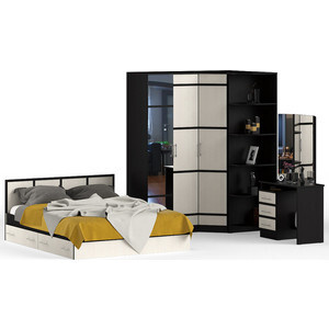 Комплект мебели СВК Сакура спальня № 3 кровать 160x200, стол косметический с зеркалом, шкаф 80, шкаф угловой с полками,