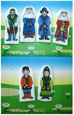Набор кукол пальчиковых - Семья Казахская