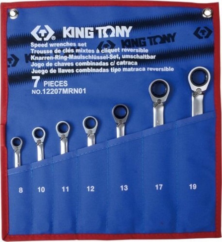 Набор комбинированных ключей с трещоткой KING TONY 12207MRN01 7 предметов