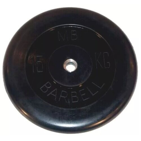 Диск обрезиненный MB Barbell чёрный, d 26 мм 15 кг