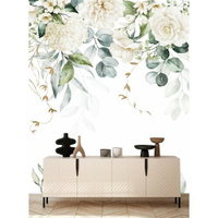 Фотообои "Свисающие белые цветы" 200*260 см для спальни, кухни, гостиной Dekor Vinil