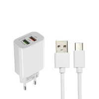 Сетевое зарядное устройство luazon lcc-96, 2 usb, 2 a, кабель type-c, белое Luazon Home