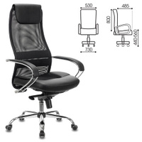 Кресло офисное BRABIX PREMIUM "Stalker EX-609 PRO", хром, мультиблок, ткань-сетка/экокожа, черное, 532416