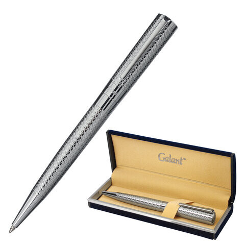 Ручка подарочная шариковая GALANT ETUDE корпус серебристый детали хром узел 07 мм синяя 143506