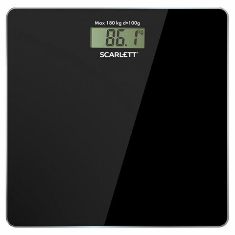Весы напольные SCARLETT SC-BS33E036 электронные вес до 180 кг квадратные стекло черные