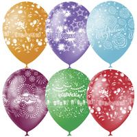 Воздушные шары, 25шт, M12/30см, "Праздничная тематика", пастель+декор