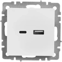 Розетка USB встраиваемая IEK Brite РЮ11-1-БрБ цвет белый