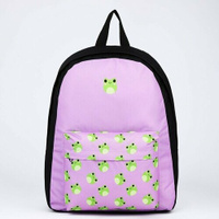 Рюкзак текстильный Лягушки, с карманом, 29х12х40 фиолетовый NAZAMOK